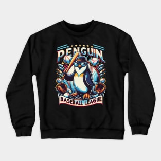 Penguin Baseball Tribute - Penguin Baseball League - Baseball Gift Crewneck Sweatshirt